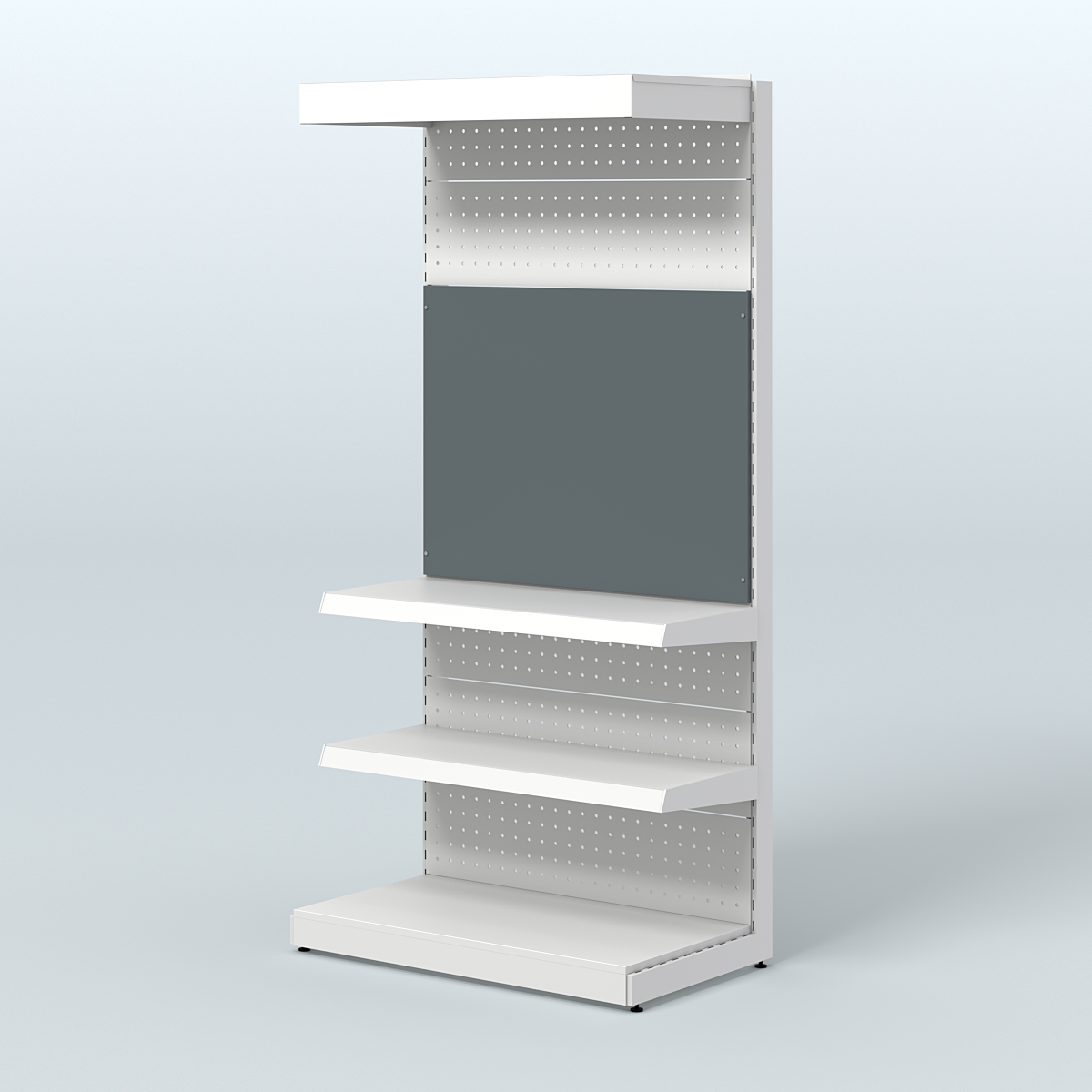 Металлический стеллаж под врезные краны с верхним фризом для магазина разливного пива и рыбы BEER&FISH-МС-2150-2 Темно-Серый