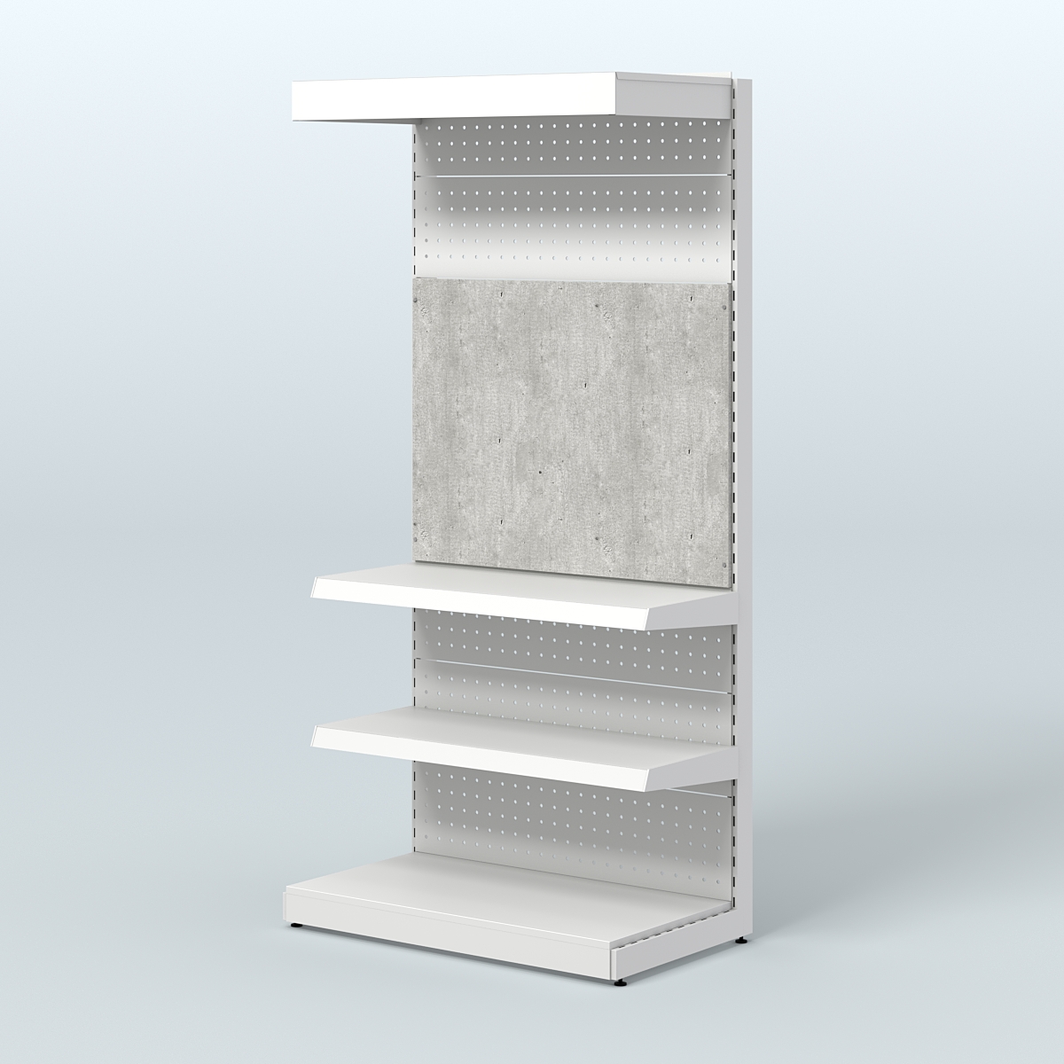 Металлический стеллаж под врезные краны с верхним фризом для магазина разливного пива и рыбы BEER&FISH-МС-2150-2 Метрополитан Грей