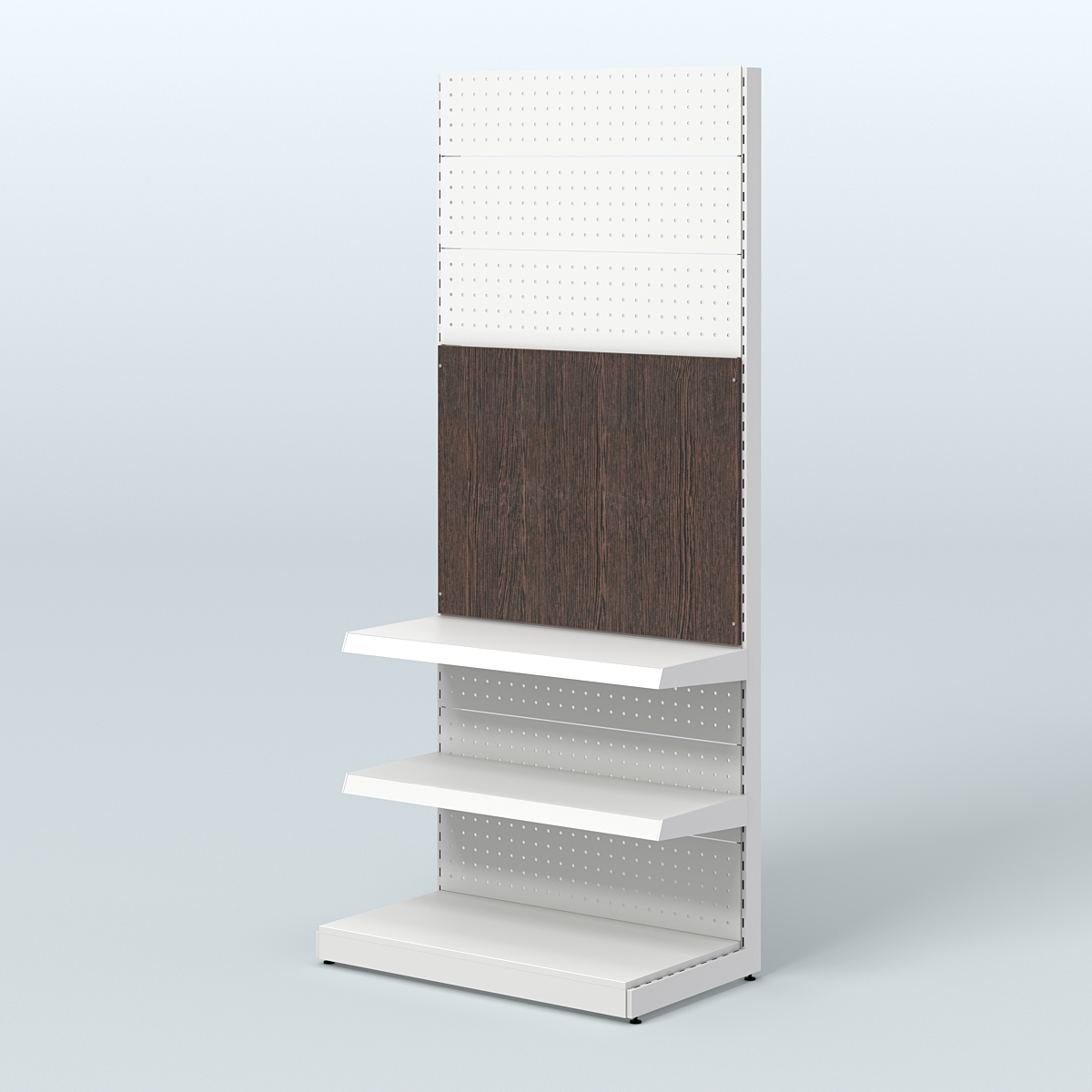 Высокий металлический стеллаж под врезные краны для магазина разливного пива и рыбы BEER&FISH-МС-2400-1 Дуб Венге