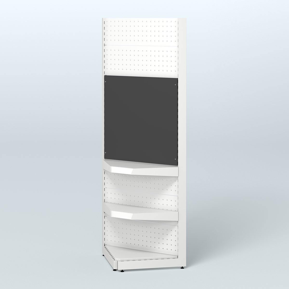 Угловой металлический стеллаж под врезные краны с двумя полками для магазина разливного пива и рыбы BEER&FISH-УМС-2150-1 Черный