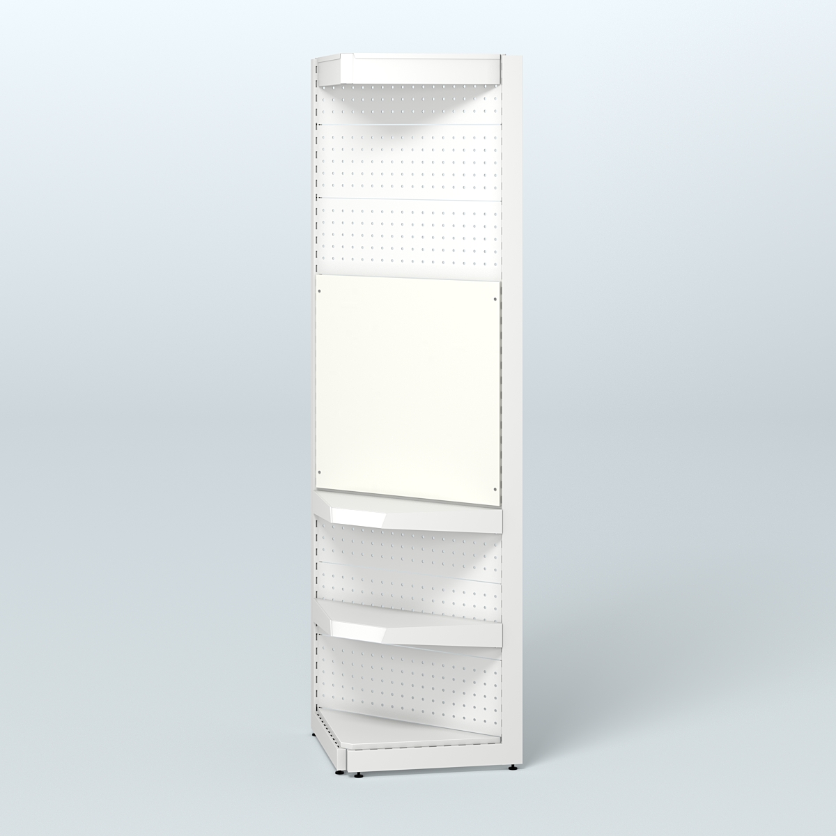 Высокий угловой металлический стеллаж под врезные краны с крышей для продажи разливного пива и рыбы BEER&FISH-УМС-2400-2 Белый