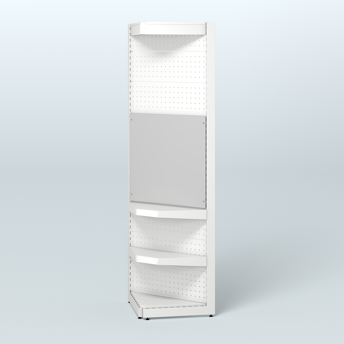 Высокий угловой металлический стеллаж под врезные краны с крышей для продажи разливного пива и рыбы BEER&FISH-УМС-2400-2 Серый