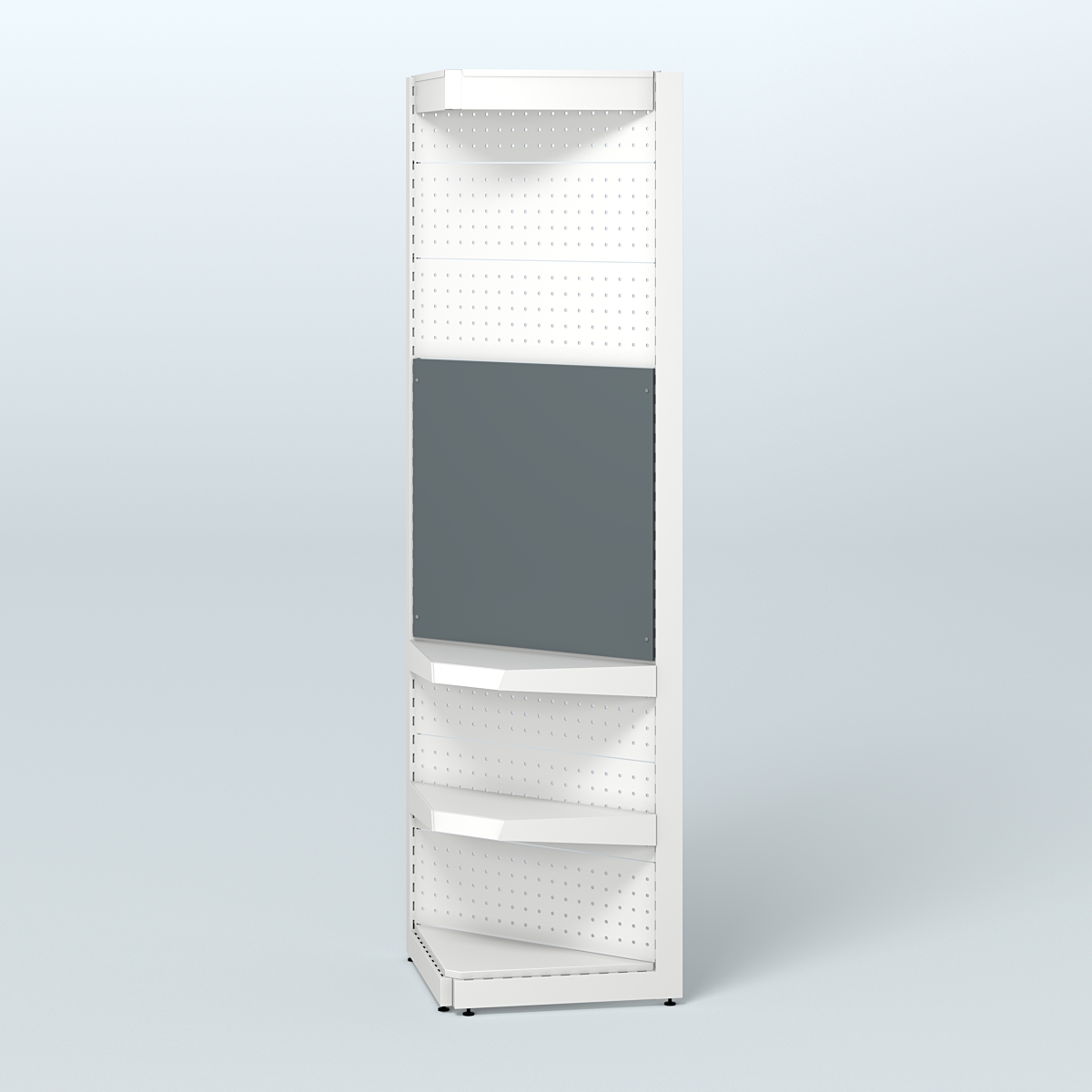 Высокий угловой металлический стеллаж под врезные краны с крышей для продажи разливного пива и рыбы BEER&FISH-УМС-2400-2 Темно-Серый