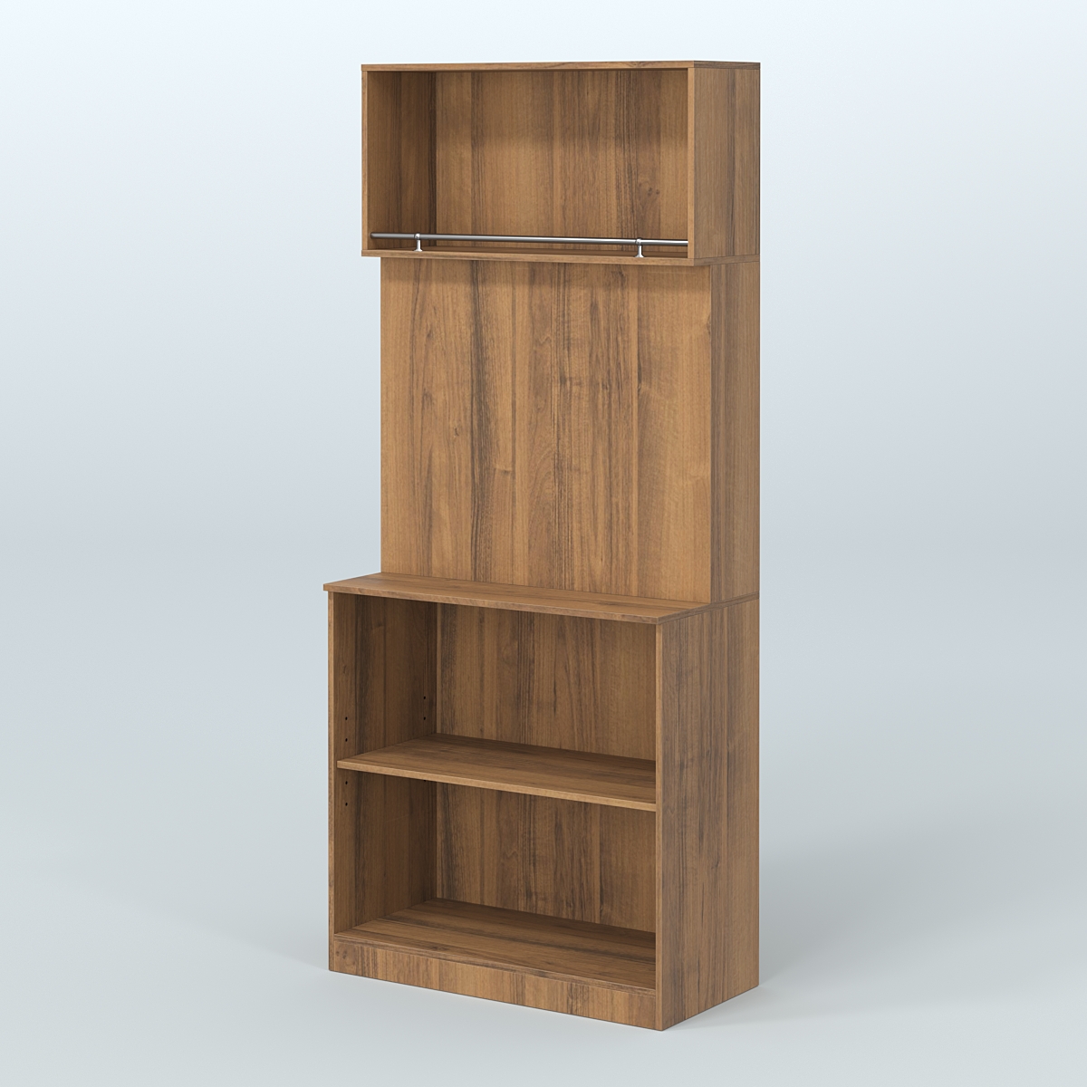 Специализи- рованный прямоугольный стеллаж из ДСП под врезные краны для магазина разливного пива и рыбы BEER&FISH-СПД-01 Орех