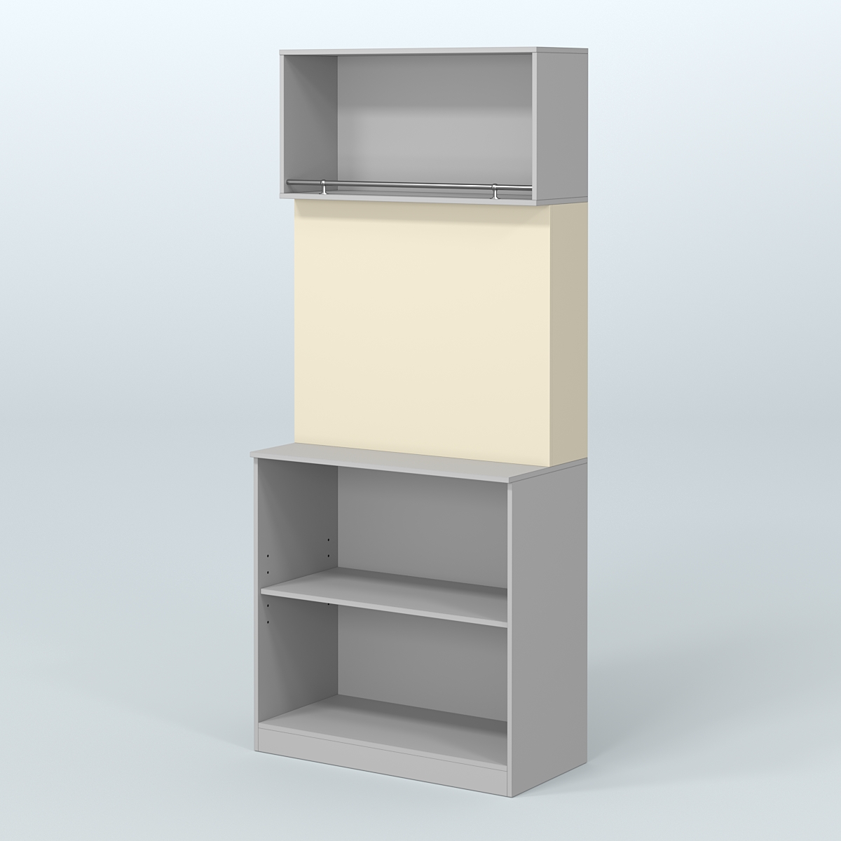 Специализи- рованный прямоугольный стеллаж из ДСП под врезные краны для магазина разливного пива и рыбы BEER&FISH-СПД-01 Серый + Крем Вайс