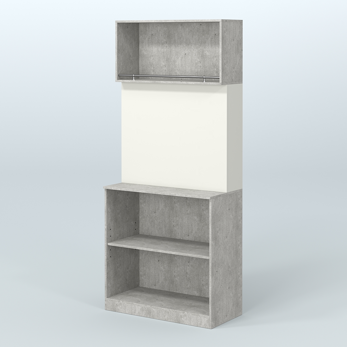 Специализи- рованный прямоугольный стеллаж из ДСП под врезные краны для магазина разливного пива и рыбы BEER&FISH-СПД-01 Метрополитан Грей + Белый