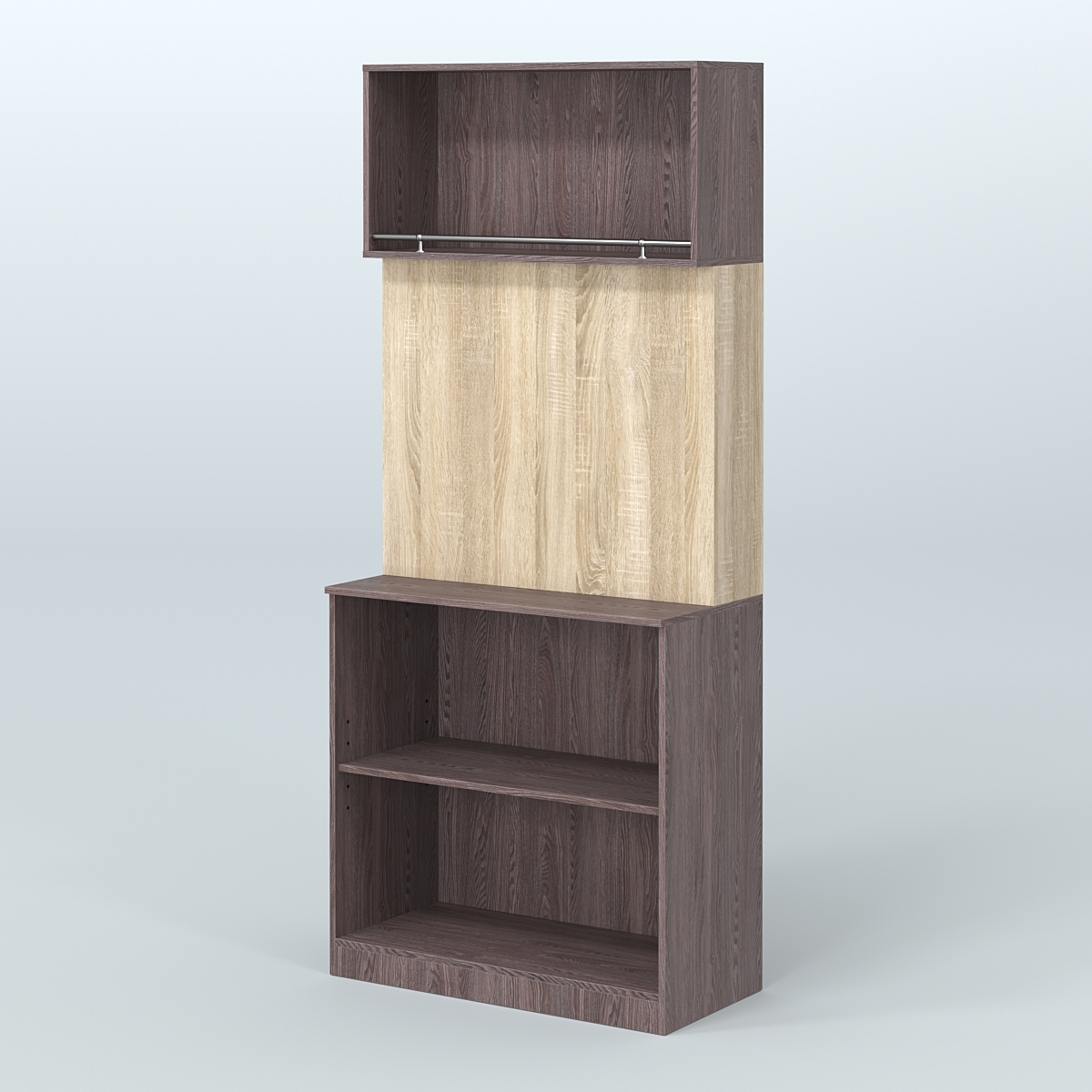 Специализи- рованный прямоугольный стеллаж из ДСП под врезные краны для магазина разливного пива и рыбы BEER&FISH-СПД-01 Ясень Анкор темный и Дуб Сонома