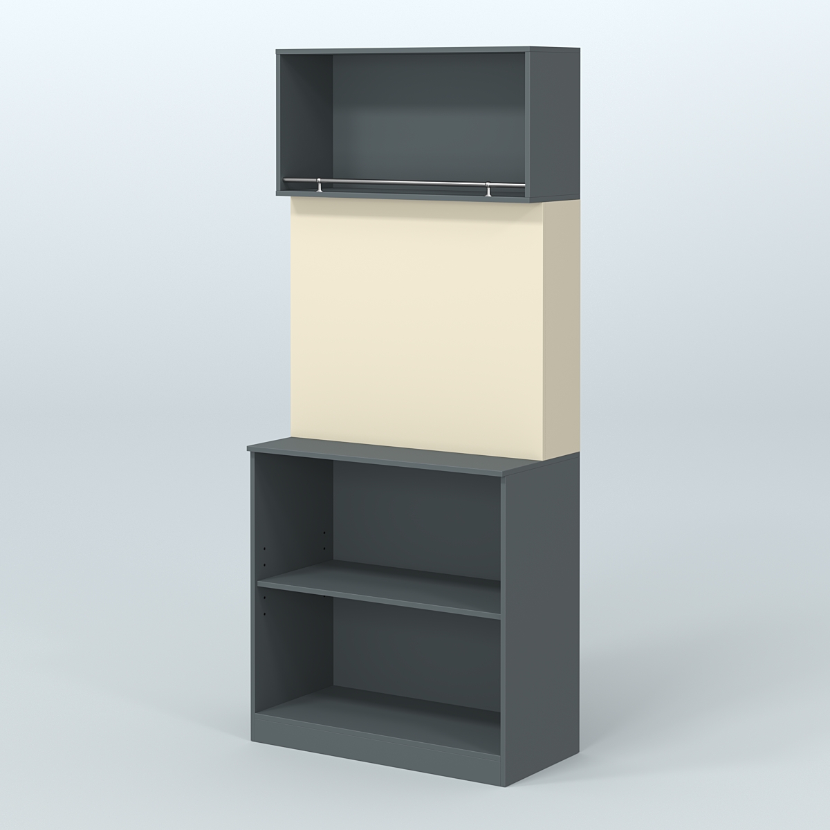 Специализи- рованный прямоугольный стеллаж из ДСП под врезные краны для магазина разливного пива и рыбы BEER&FISH-СПД-01 Темно-серый и Крем Вайс U2601-U2236