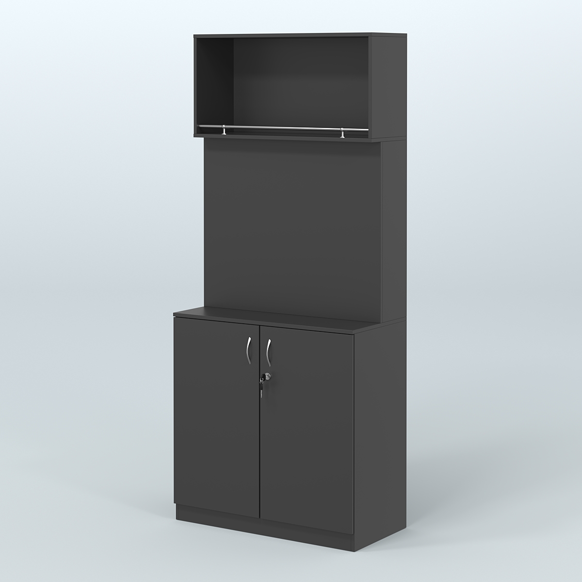 Специализи- рованный стеллаж с дверками из ДСП под врезные краны в магазин разливного пива и рыбы BEER&FISH-СПД-02 Черный