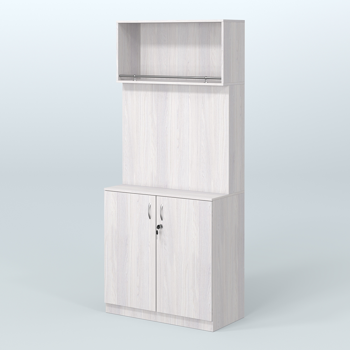 Специализи- рованный стеллаж с дверками из ДСП под врезные краны в магазин разливного пива и рыбы BEER&FISH-СПД-02 Ясень Анкор светлый