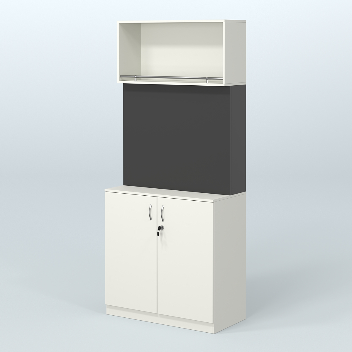 Специализи- рованный стеллаж с дверками из ДСП под врезные краны в магазин разливного пива и рыбы BEER&FISH-СПД-02 Белый и Черный