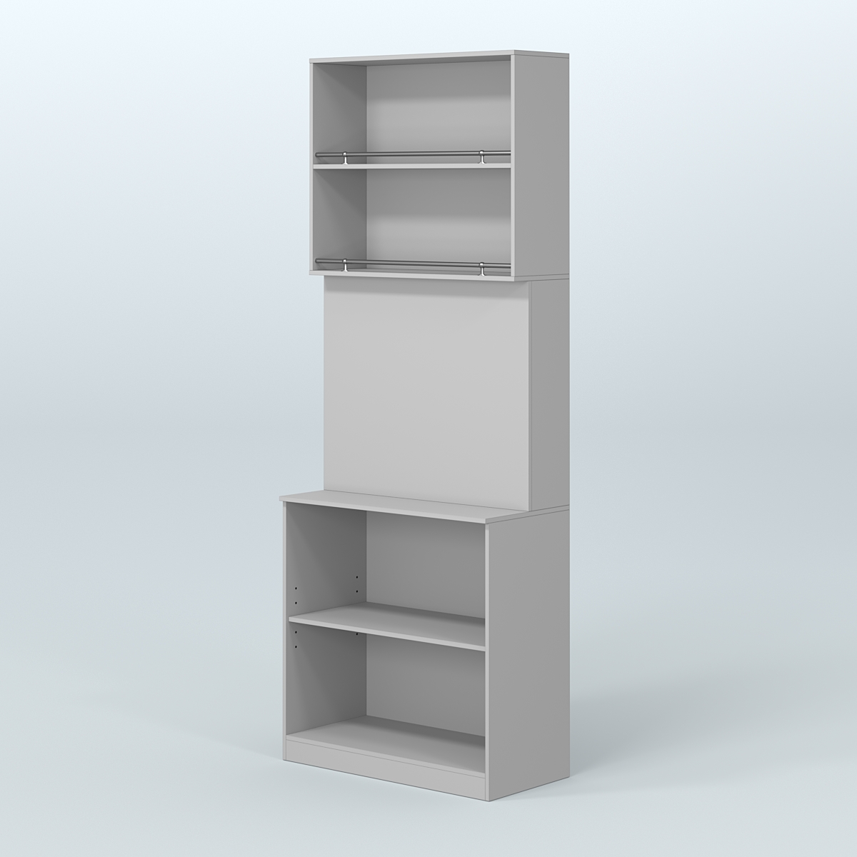 Высокий специализи- рованный стеллаж из ДСП под врезные краны с полками для магазина разливного пива и рыбы BEER&FISH-СПД-03 Серый