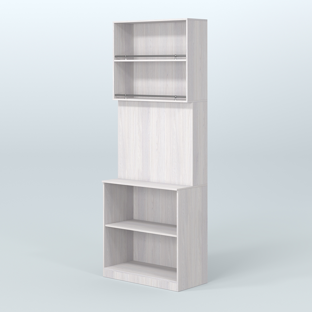 Высокий специализи- рованный стеллаж из ДСП под врезные краны с полками для магазина разливного пива и рыбы BEER&FISH-СПД-03 Ясень Анкор светлый