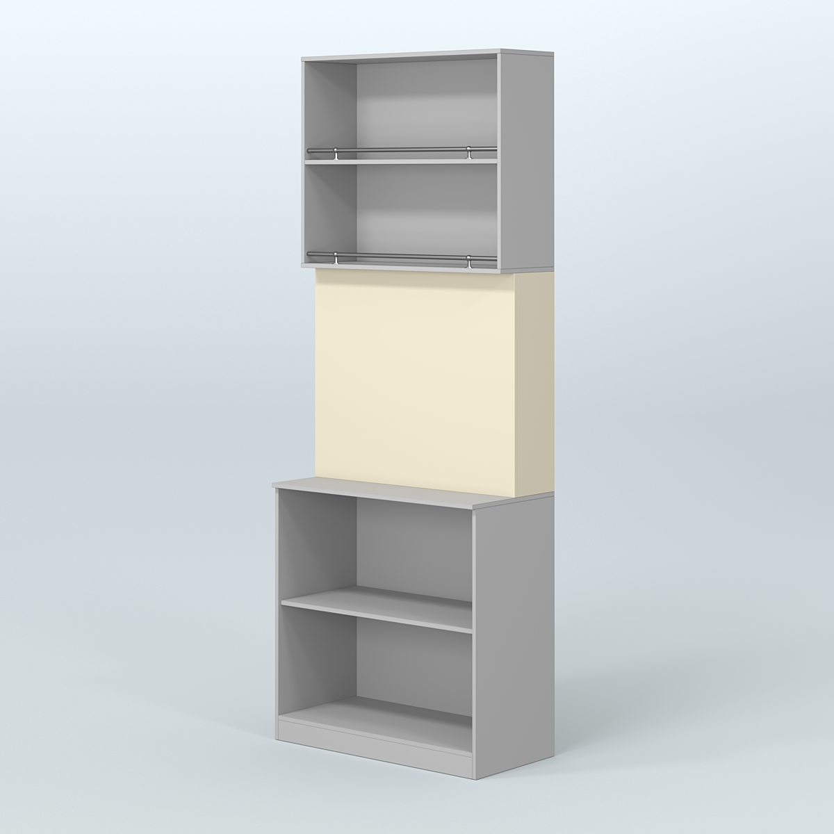 Высокий специализи- рованный стеллаж из ДСП под врезные краны с полками для магазина разливного пива и рыбы BEER&FISH-СПД-03 Серый + Крем Вайс