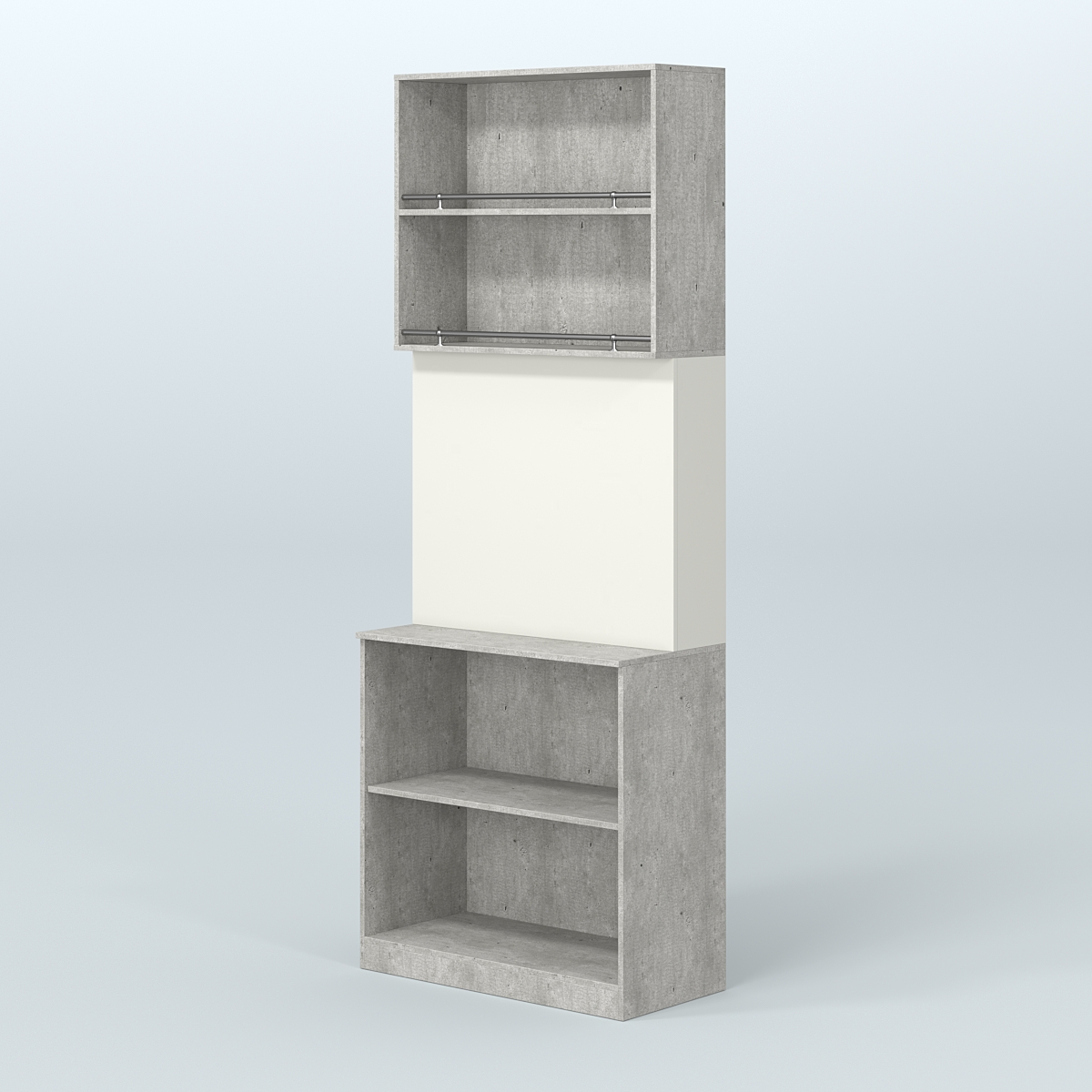 Высокий специализи- рованный стеллаж из ДСП под врезные краны с полками для магазина разливного пива и рыбы BEER&FISH-СПД-03 Метрополитан Грей + Белый