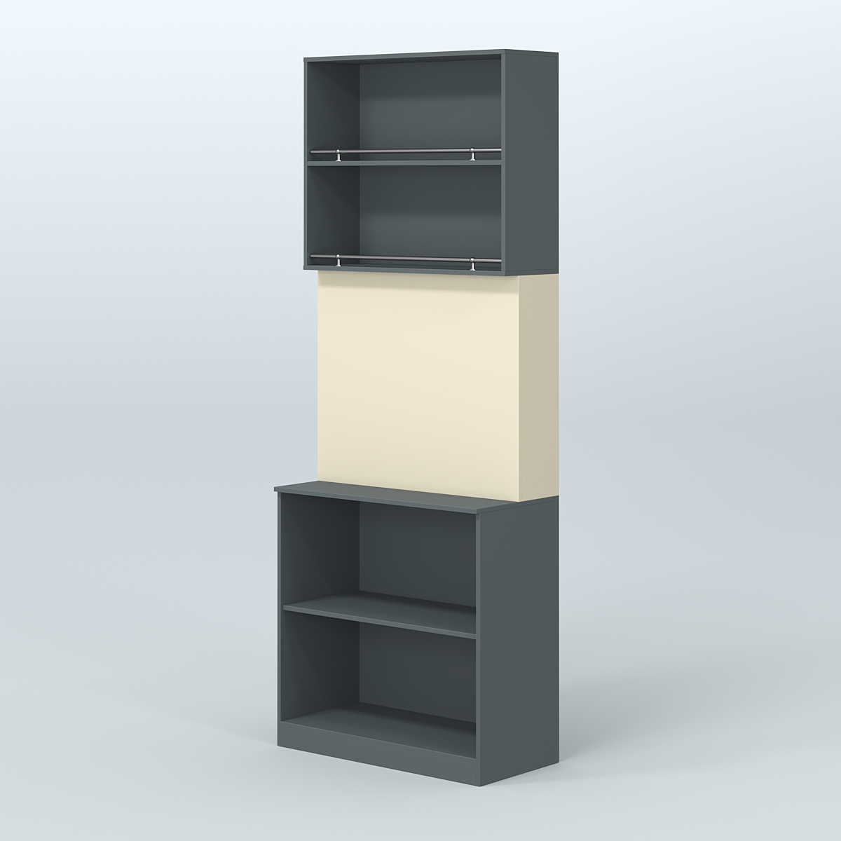 Высокий специализи- рованный стеллаж из ДСП под врезные краны с полками для магазина разливного пива и рыбы BEER&FISH-СПД-03 Темно-серый и Крем Вайс U2601-U2236