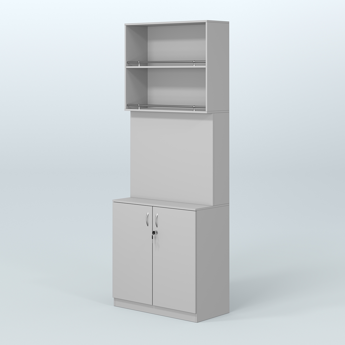 Высокий специализи- рованный стеллаж из ДСП под врезные краны с накопителем для магазина разливного пива и рыбы BEER&FISH-СПД-04 Серый