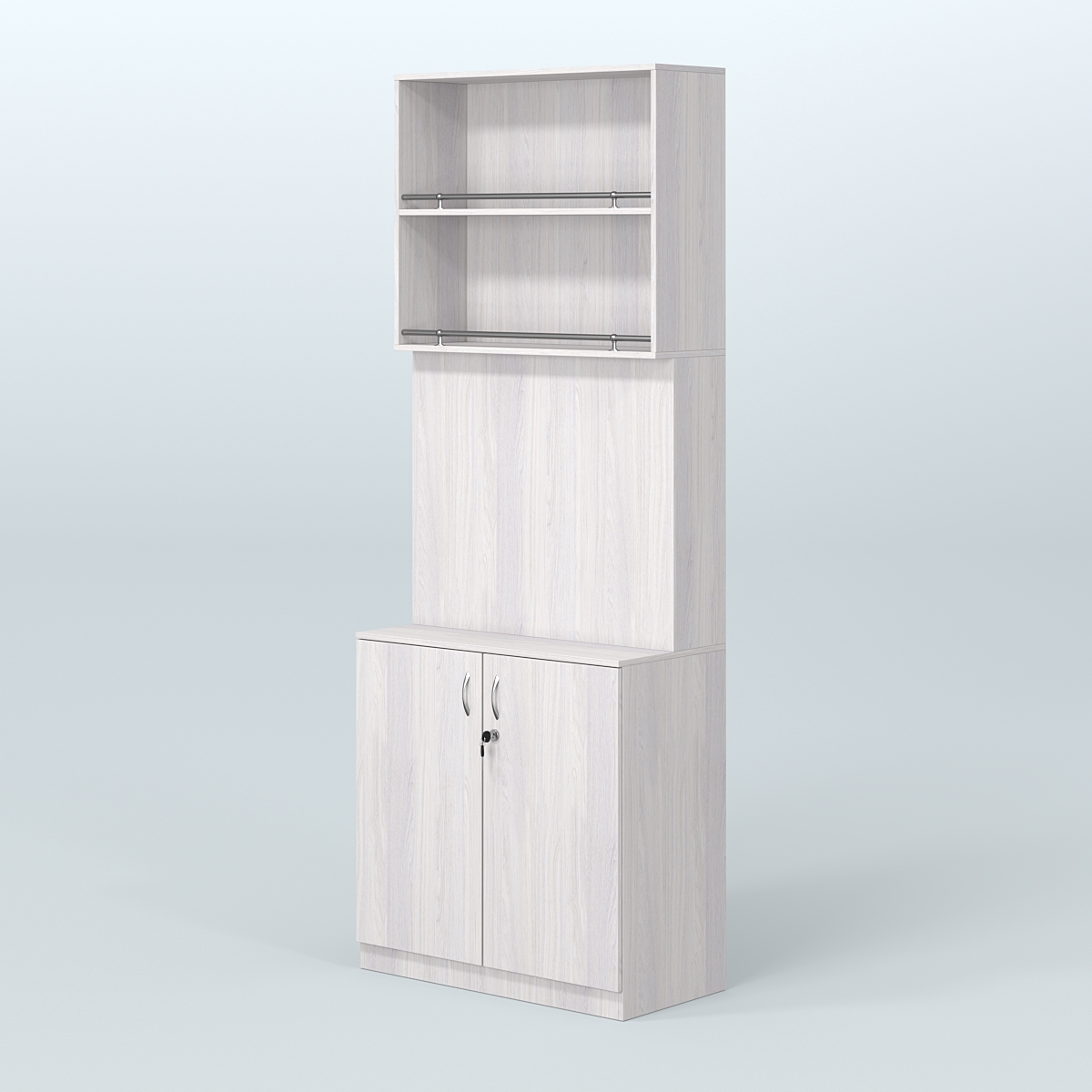 Высокий специализи- рованный стеллаж из ДСП под врезные краны с накопителем для магазина разливного пива и рыбы BEER&FISH-СПД-04 Ясень Анкор светлый