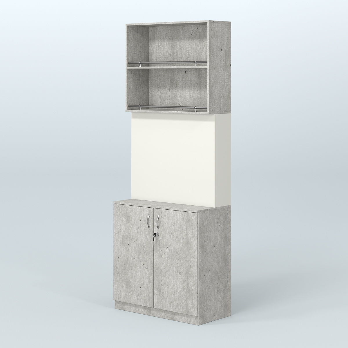 Высокий специализи- рованный стеллаж из ДСП под врезные краны с накопителем для магазина разливного пива и рыбы BEER&FISH-СПД-04 Метрополитан Грей + Белый