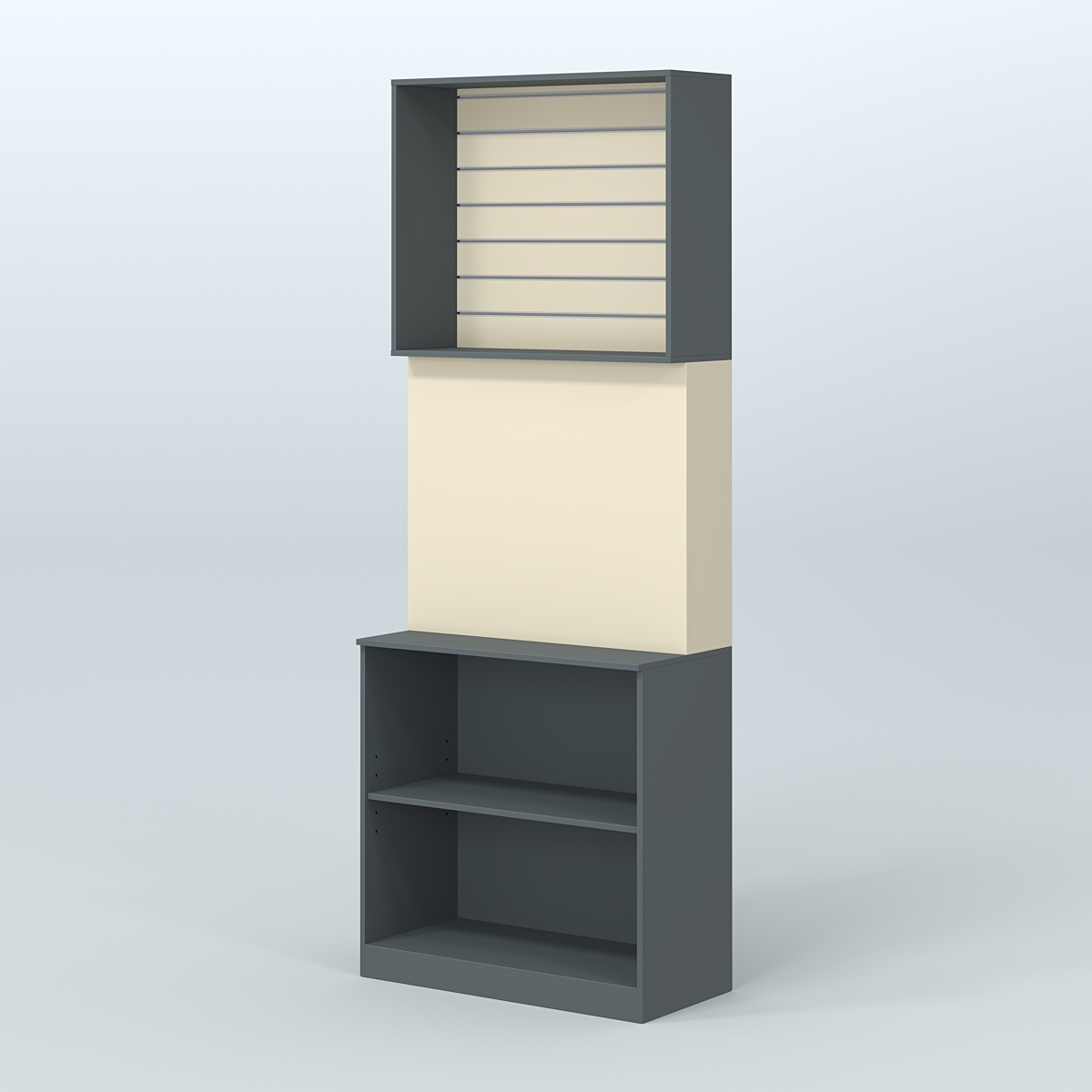 Высокий специализи- рованный стеллаж из ДСП под врезные краны с экономпанелью для продажи разливного пива и рыбы BEER&FISH-СПД-05 Темно-серый и Крем Вайс U2601-U2236