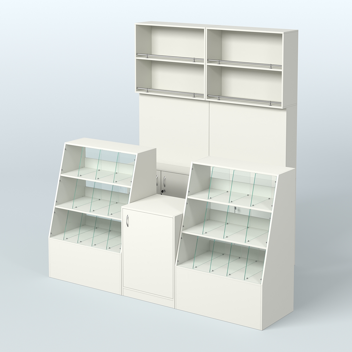 Комплект торговой мебели малый из ДСП для магазина разливного пива и рыбы BEER&FISH-КТМП-Д01 Белый