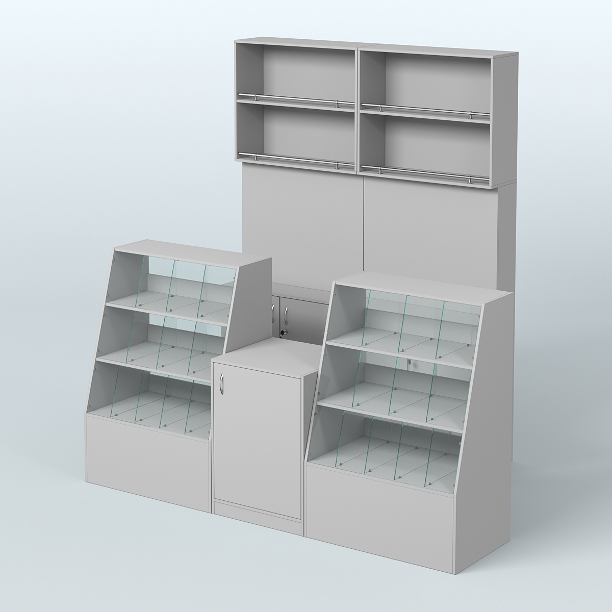 Комплект торговой мебели малый из ДСП для магазина разливного пива и рыбы BEER&FISH-КТМП-Д01 Серый