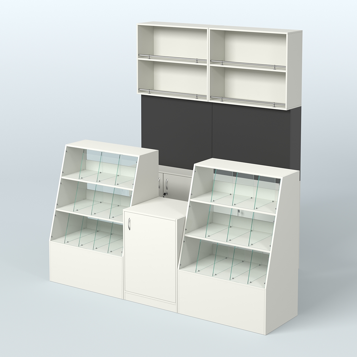 Комплект торговой мебели малый из ДСП для магазина разливного пива и рыбы BEER&FISH-КТМП-Д01 Белый и Черный