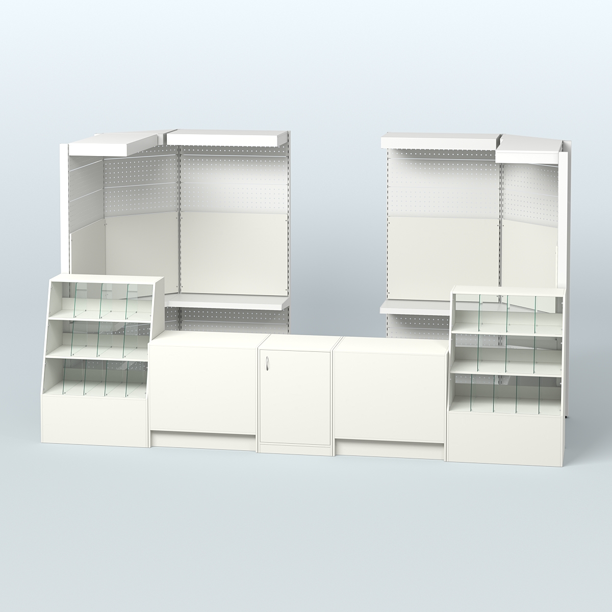 Комплект торговой мебели пристенный в магазин разливного пива и рыбы BEER&FISH-КТМП-М03 Белый