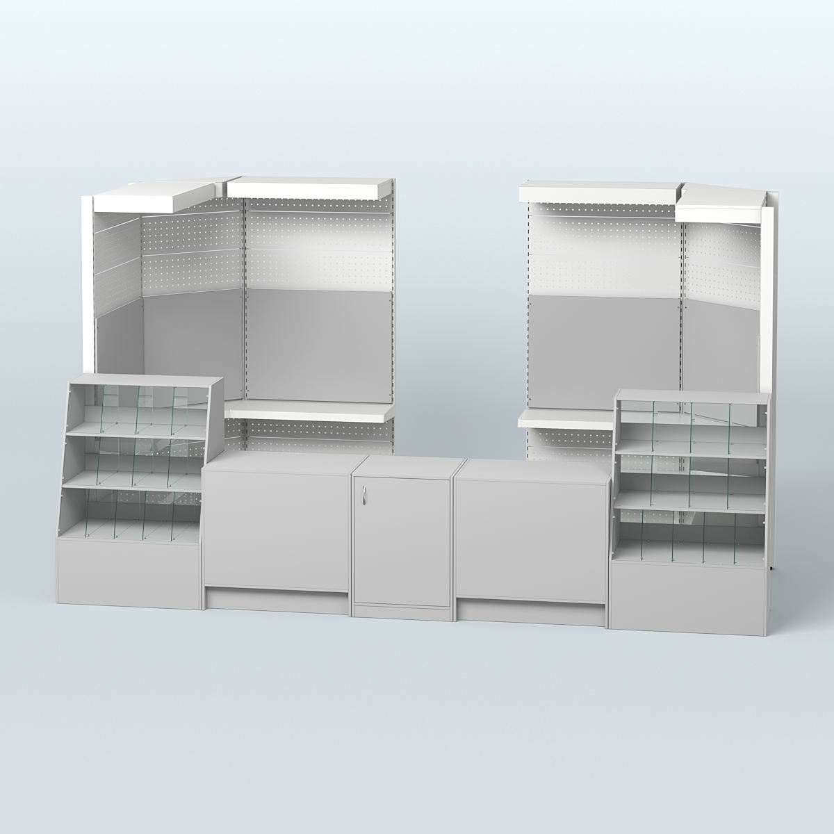 Комплект торговой мебели пристенный в магазин разливного пива и рыбы BEER&FISH-КТМП-М03 Серый