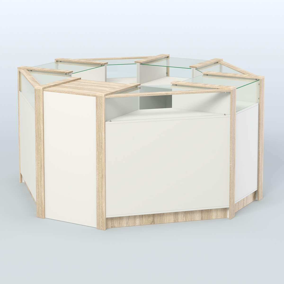 Торговый островок небольшой в стиле ЛОФТ №1 (4,72 кв.м) Белый + Дуб Сонома