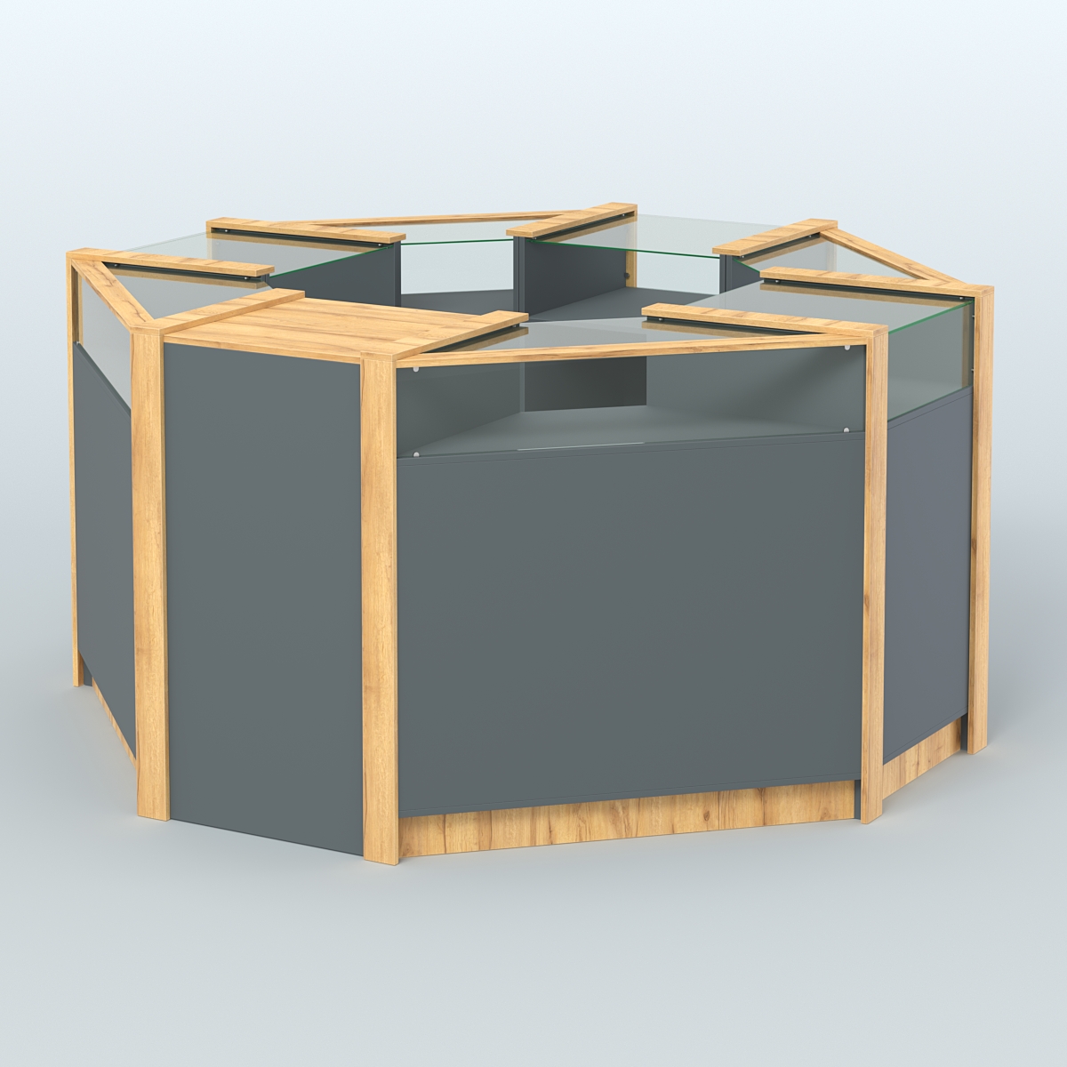 Торговый островок небольшой в стиле ЛОФТ №1 (4,72 кв.м) Темно-Серый  + Дуб Золотистый