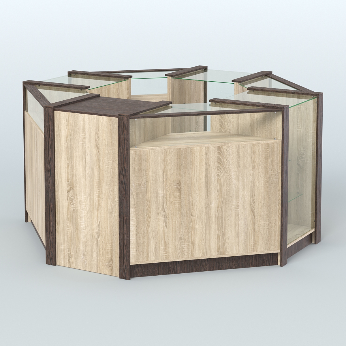 Торговый островок в стиле ЛОФТ с прозрачными фасадами №3 (4,72 кв.м) Дуб Сонома + Дуб Венге