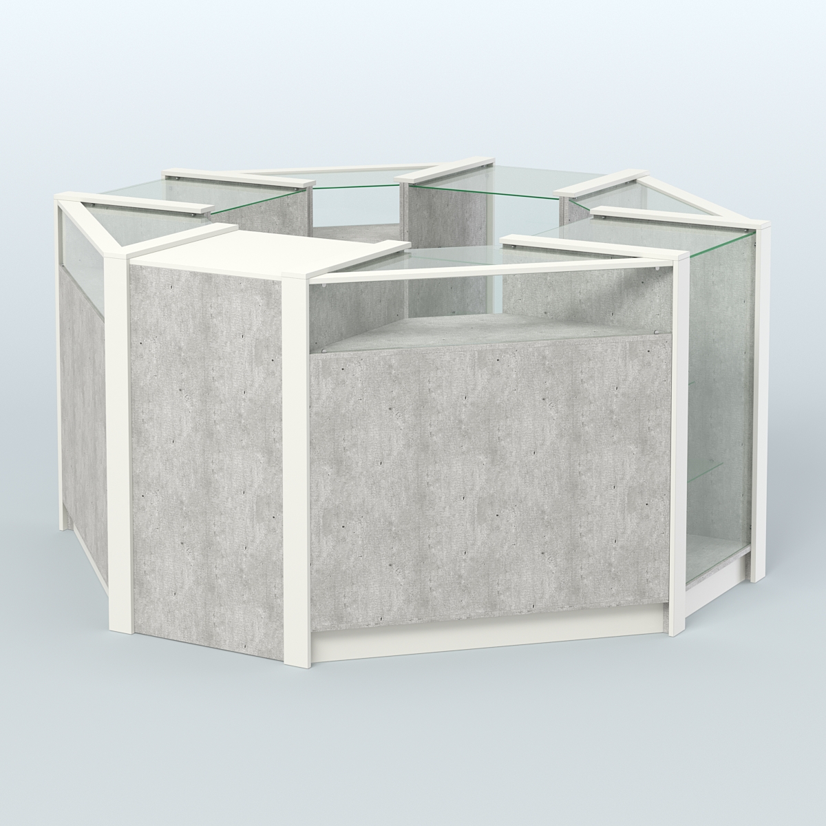 Торговый островок в стиле ЛОФТ с прозрачными фасадами №3 (4,72 кв.м) Метрополитан Грей + Белый