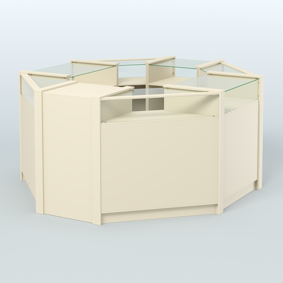 Торговый островок в стиле ЛОФТ с выкатным модулем №4 (5,38 кв.м) Крем Вайс