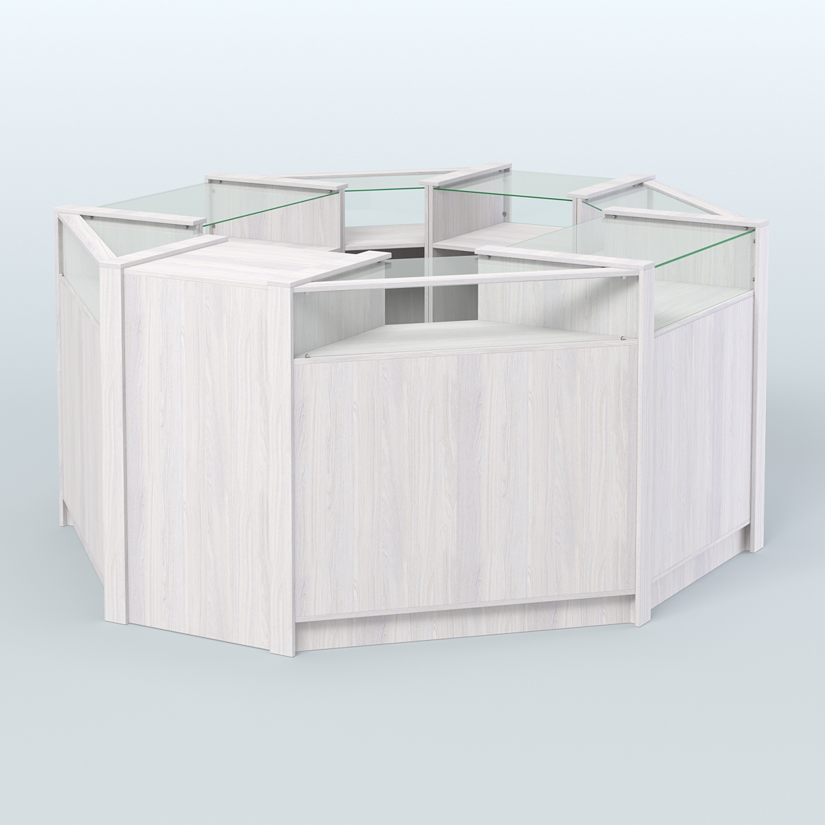 Торговый островок в стиле ЛОФТ с выкатным модулем №4 (5,38 кв.м) Ясень Анкор светлый