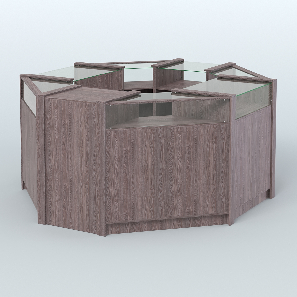 Торговый островок в стиле ЛОФТ с выкатным модулем №4 (5,38 кв.м) Ясень Анкор темный