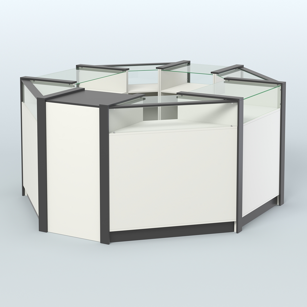 Торговый островок в стиле ЛОФТ с выкатным модулем №4 (5,38 кв.м) Белый и Черный