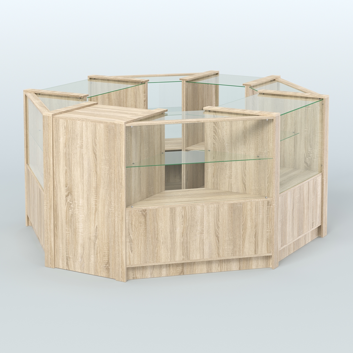 Торговый островок в стиле ЛОФТ восьмиугольный №5 (5,38 кв.м) Дуб Сонома