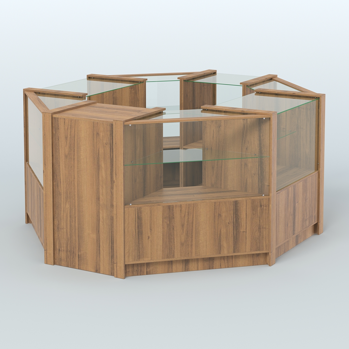 Торговый островок в стиле ЛОФТ восьмиугольный №5 (5,38 кв.м) Орех