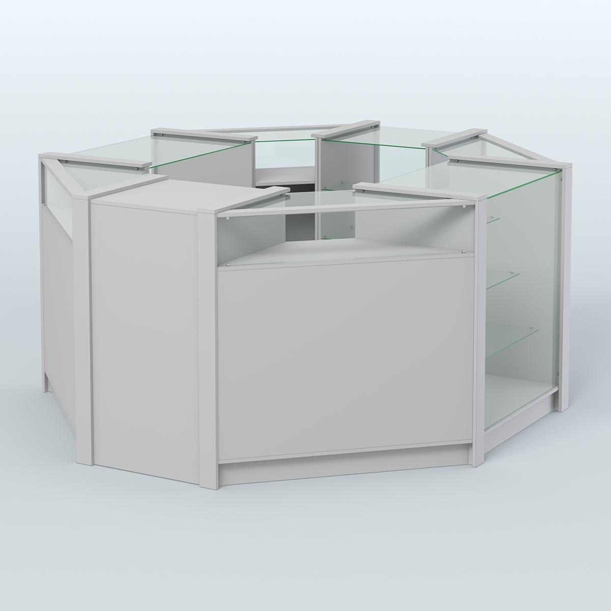 Торговый островок из стекла и ДСП в стиле ЛОФТ №6 (5,38 кв.м) Серый