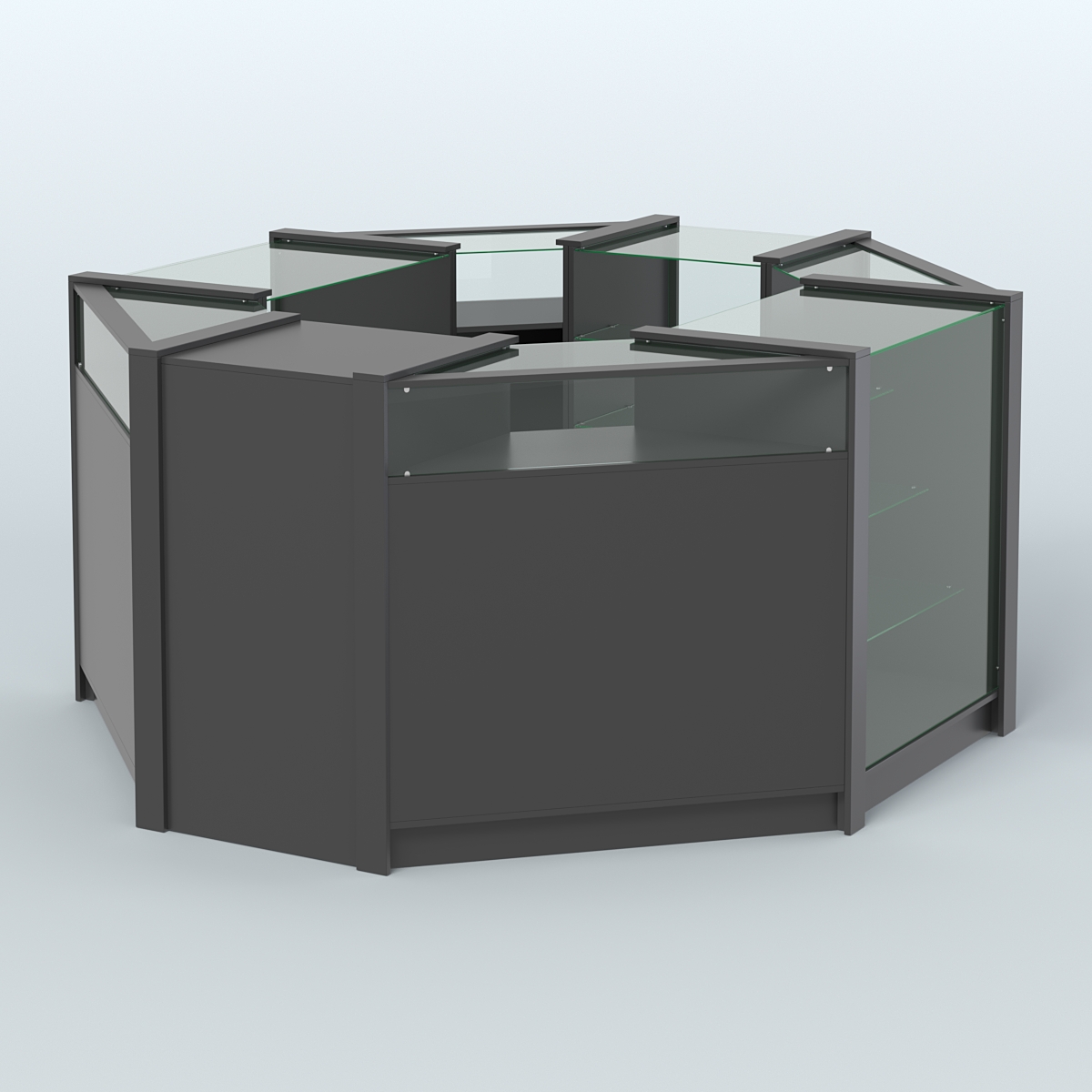 Торговый островок из стекла и ДСП в стиле ЛОФТ №6 (5,38 кв.м) Черный