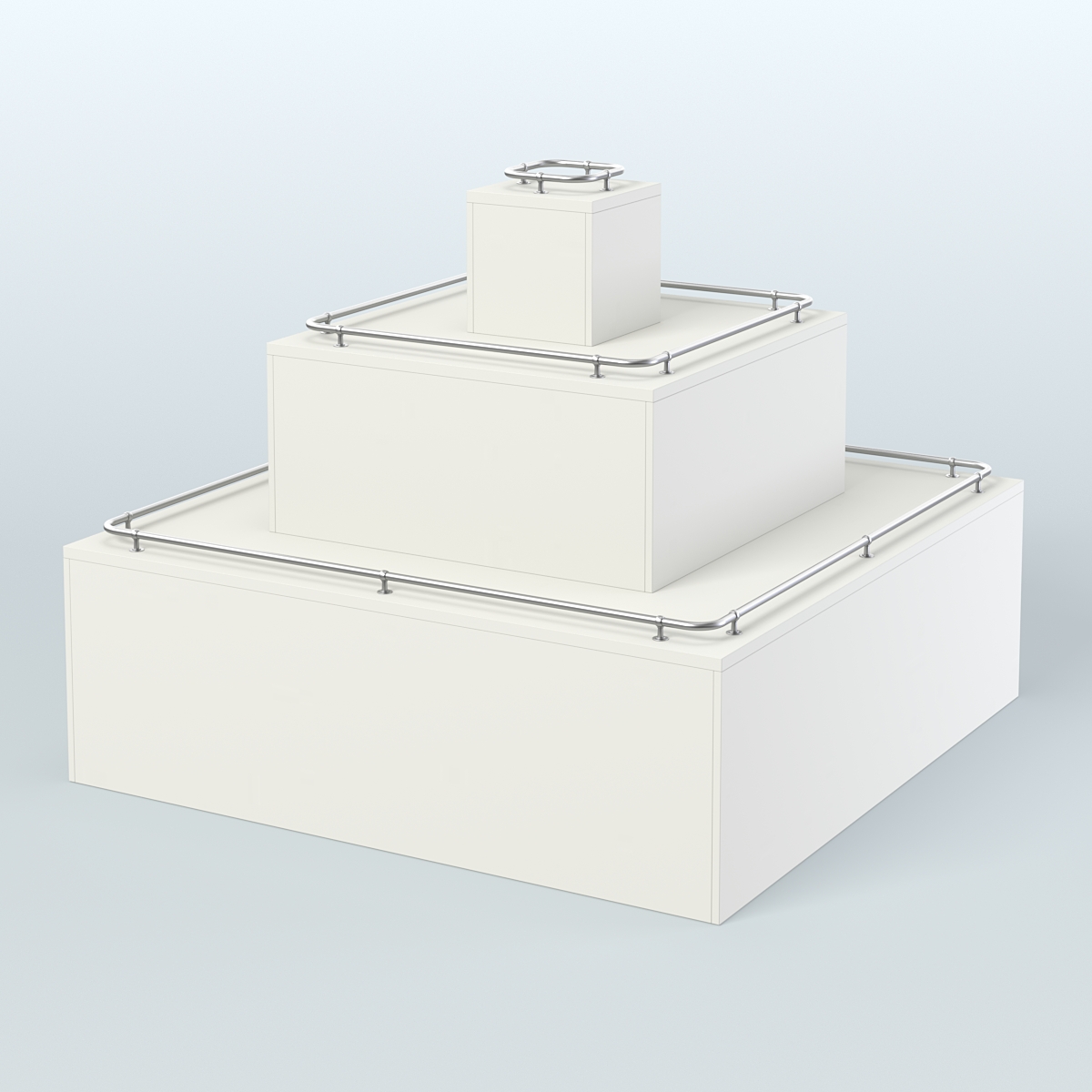 Островок-пирамида с хромирован- ными ограничителями для торговых центров №1-ХО Белый