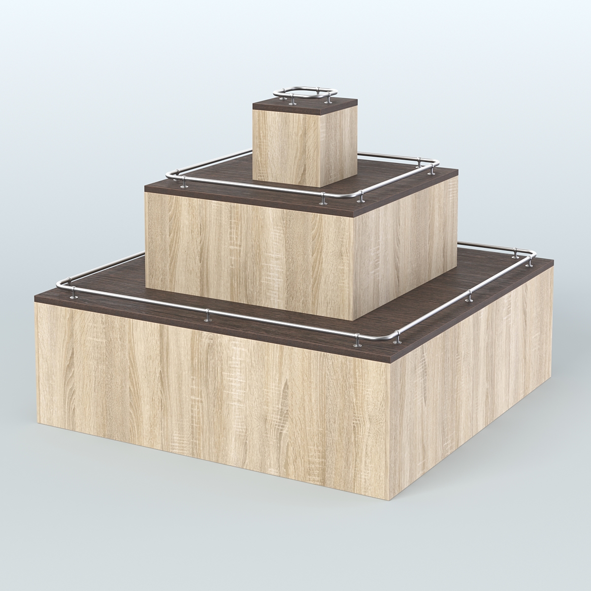Островок-пирамида с хромирован- ными ограничителями для торговых центров №1-ХО Дуб Сонома + Дуб Венге