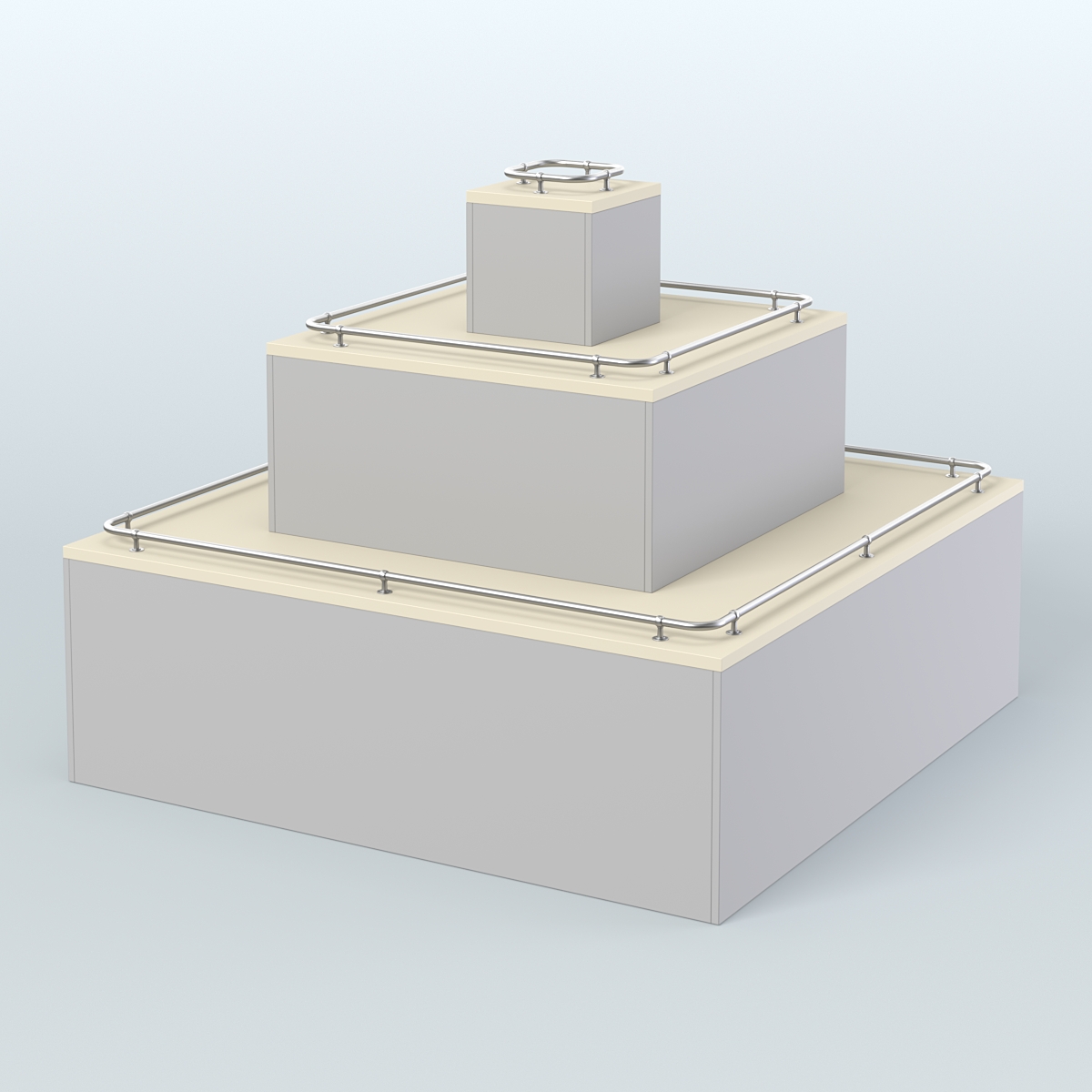 Островок-пирамида с хромирован- ными ограничителями для торговых центров №1-ХО Серый + Крем Вайс