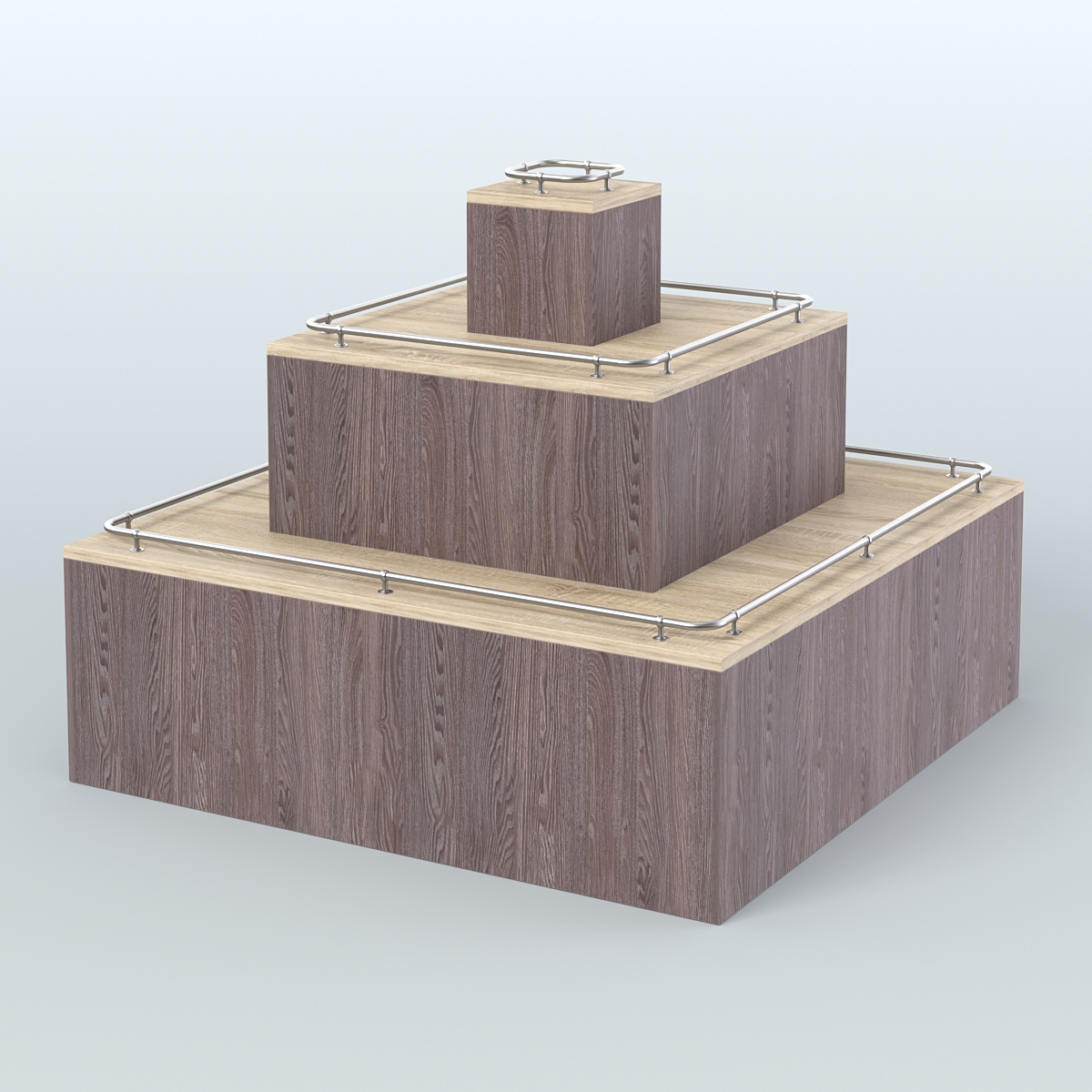 Островок-пирамида с хромирован- ными ограничителями для торговых центров №1-ХО Ясень Анкор темный и Дуб Сонома