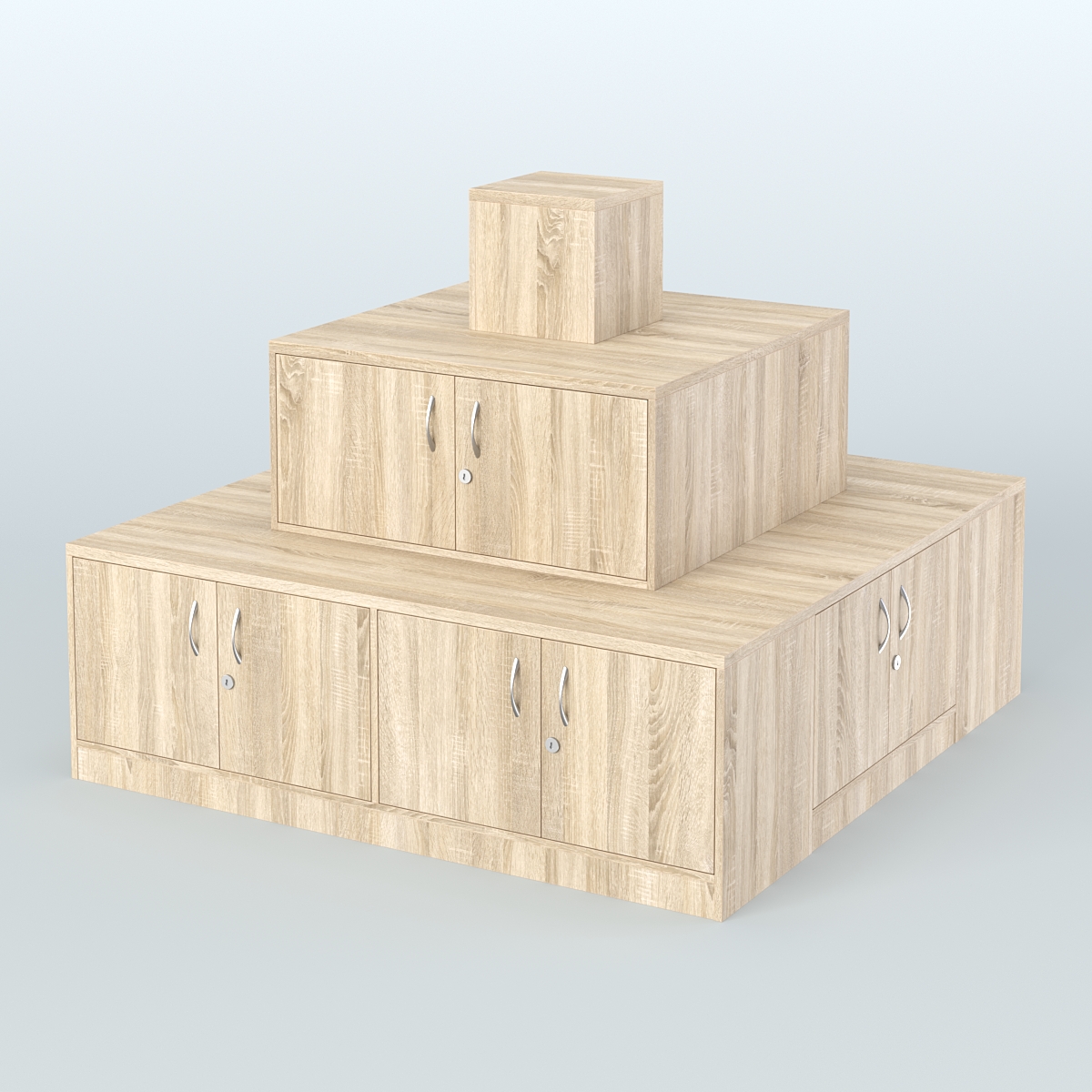 Островок-пирамида с накопителями для торговых центров №2 Дуб сонома