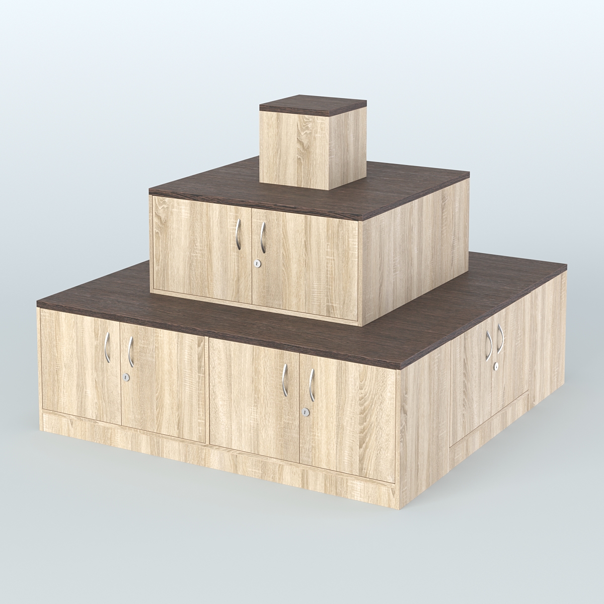 Островок-пирамида с накопителями для торговых центров №2 Дуб Сонома + Дуб Венге