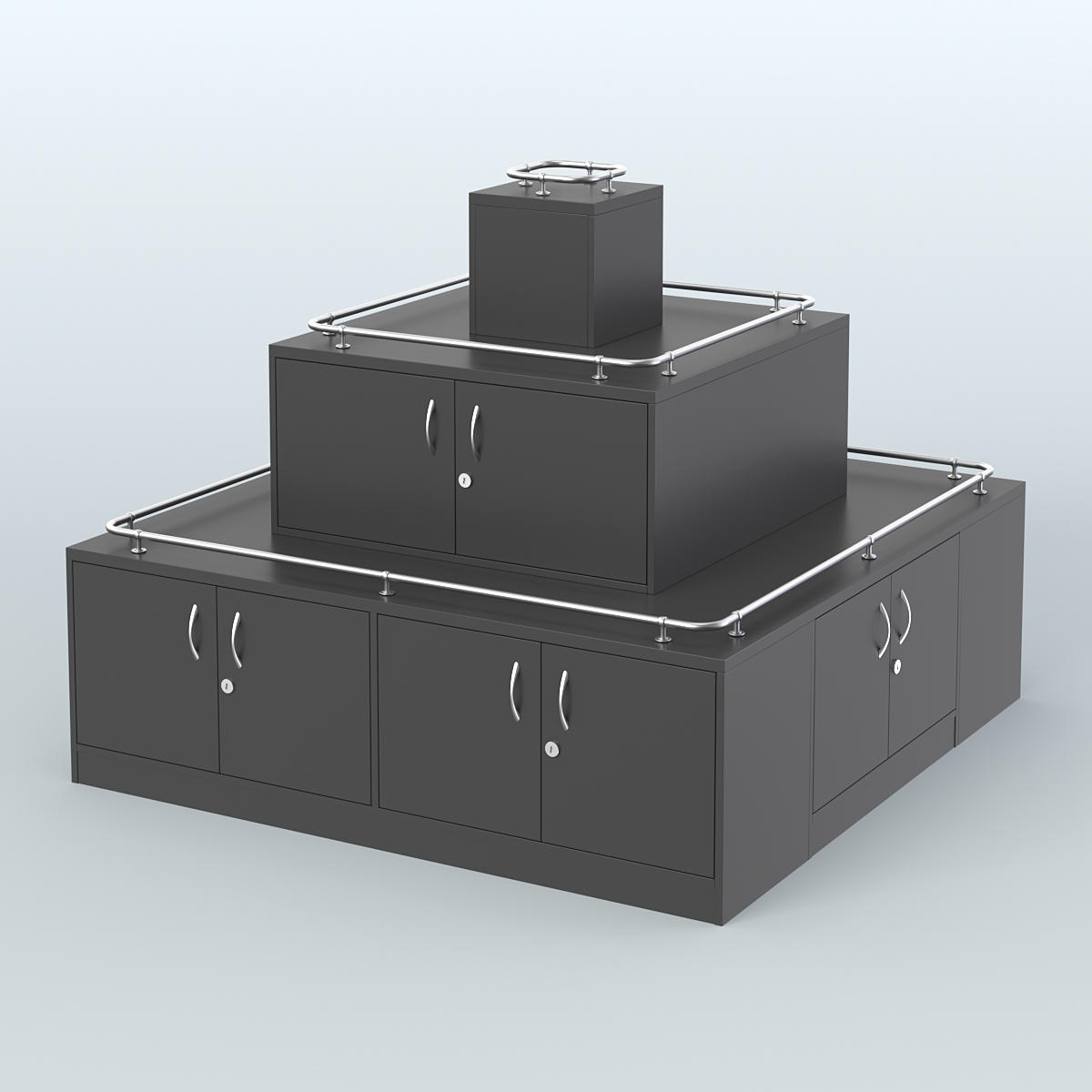 Островок-пирамида с ящиками и ограничителями полок для торговых центров №2-ХО Черный