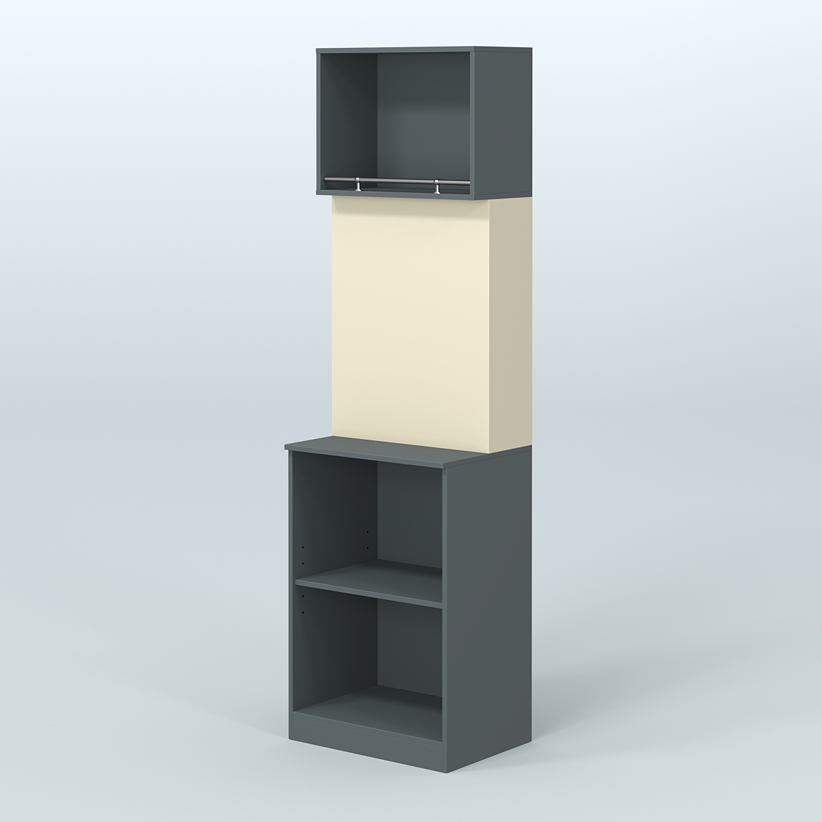 Специализи- рованный узкий стеллаж из ДСП под врезные краны для магазина разливного пива и рыбы BEER&FISH-СПД-01-600 Темно-серый и Крем Вайс U2601-U2236
