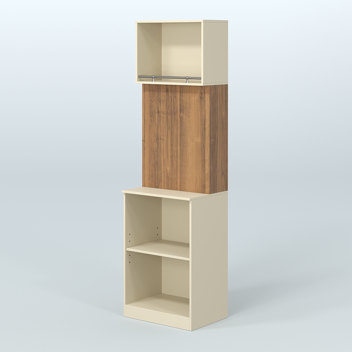 Специализи- рованный узкий стеллаж из ДСП под врезные краны для магазина разливного пива и рыбы BEER&FISH-СПД-01-600 Крем Вайс + Орех